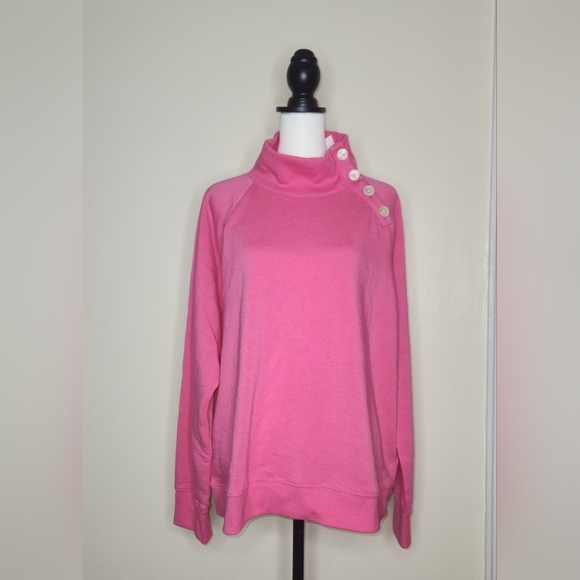 J.crew Factory Wide button-collar pullover sweatshirt in cloudspun fleece Sz 2X - Picture 2 of 7
